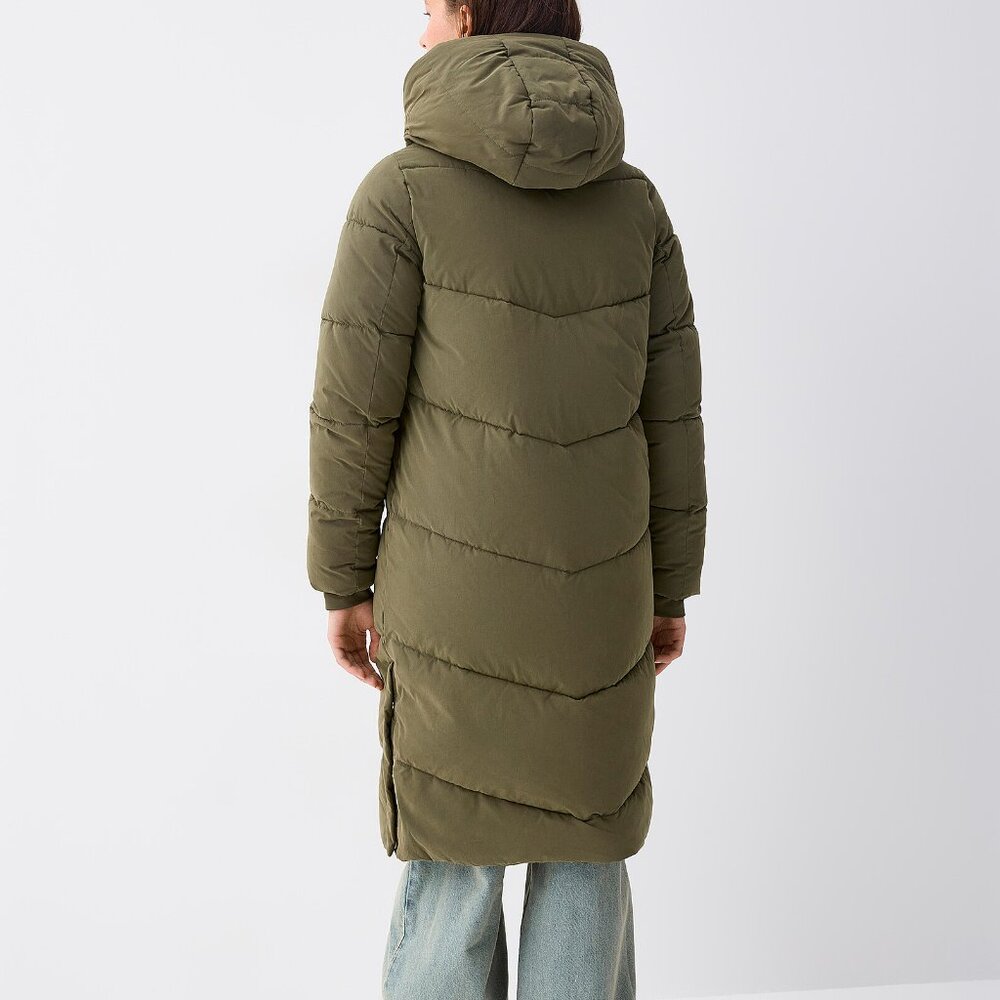 Olive Green Long Cut Puffer Winter Jacket NEW WITH TAG (69% Off Retail Price) - Picture 2 of 6